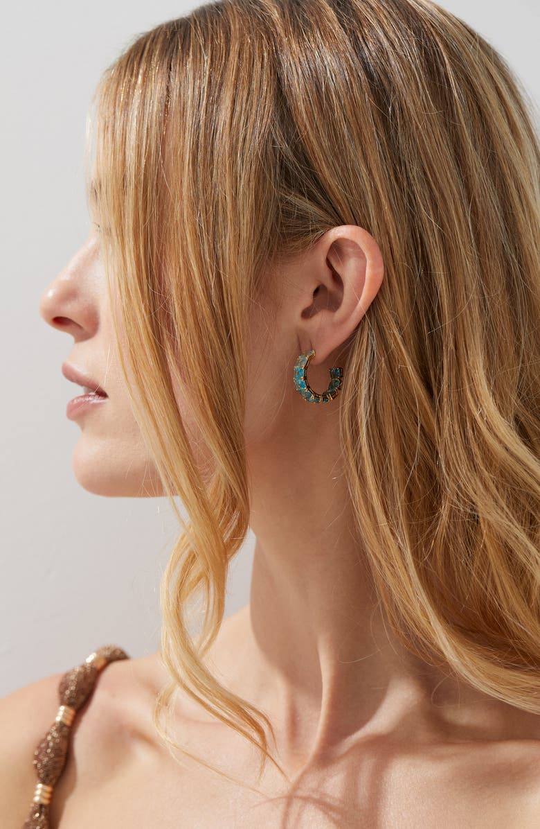 Nadri Blue Lagoon Ombré C Hoop Earrings, Alternate, color, 