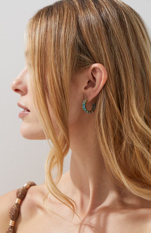 Nadri Blue Lagoon Ombre Stone Hoop Earrings In 18k Gold Plated