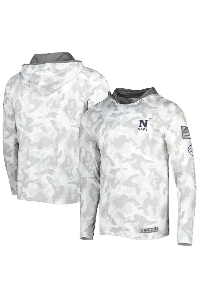 Men's Colosseum Arctic Camo Navy Midshipmen OHT Military Appreciation Long Sleeve Hoodie Top, Main, color, Arctic Camo