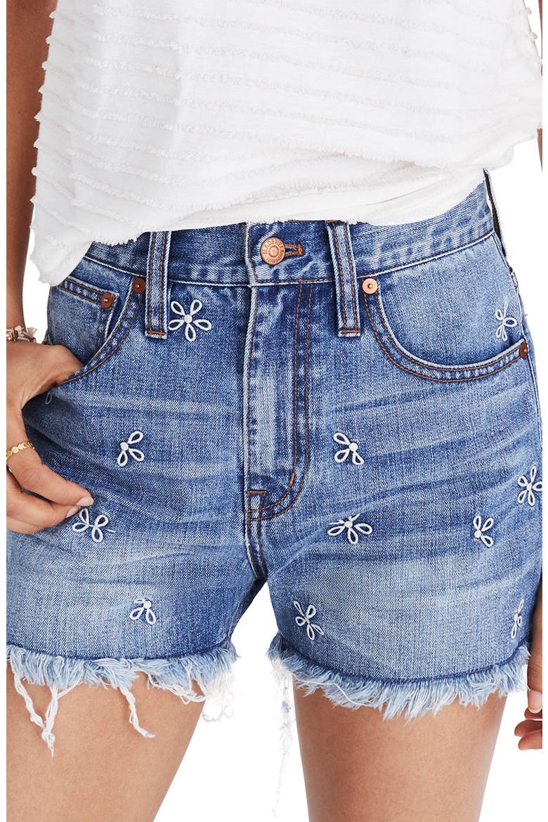 Perfect Daisy Embroidered High Waist Denim Shorts video