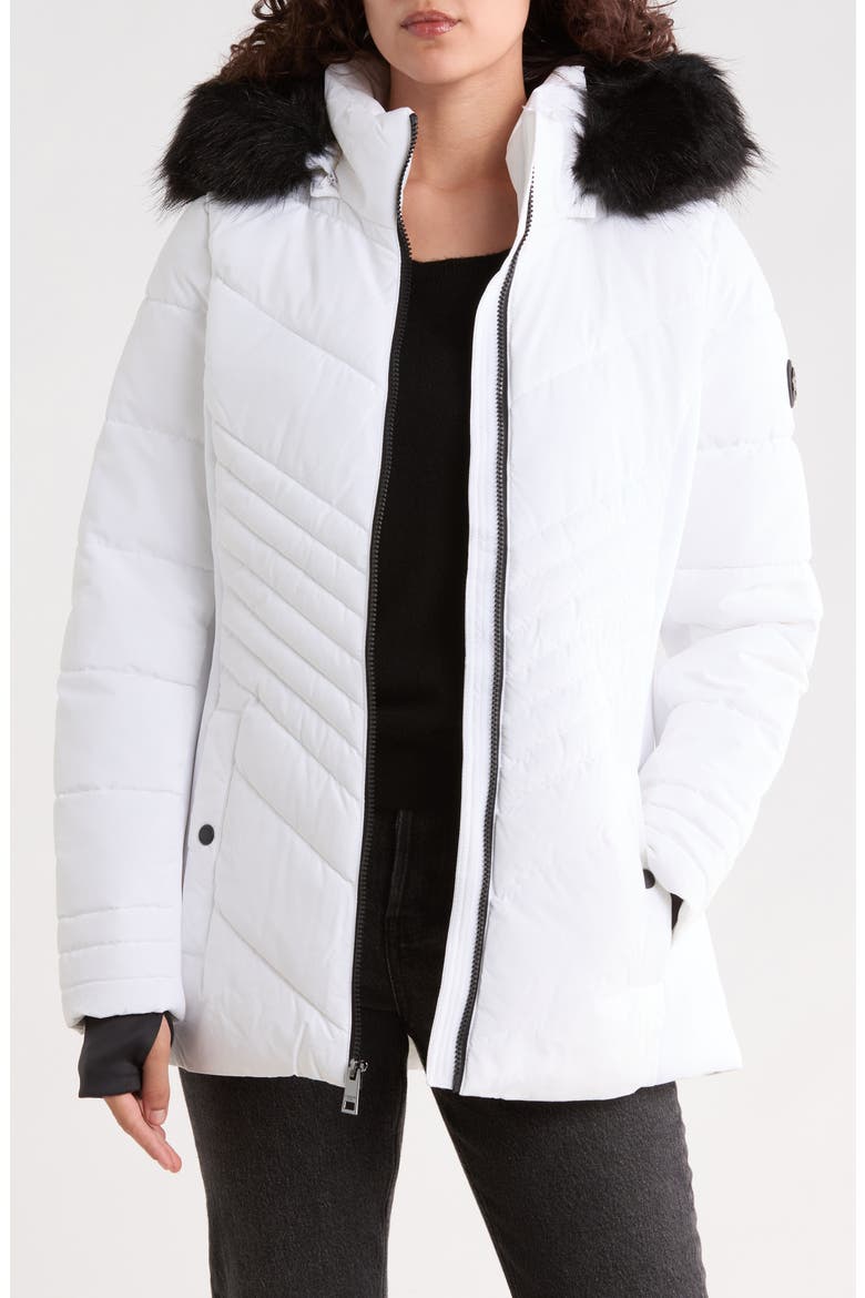 Zip Front Active Puffer Jacket, Alternate, color, WHITE