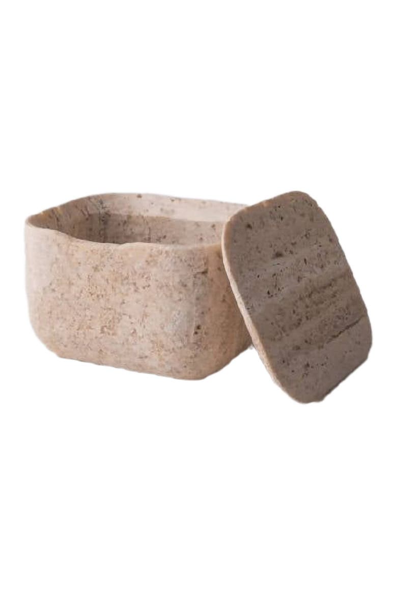 Less Is More Square Container, Alternate, color, Travertine Marble