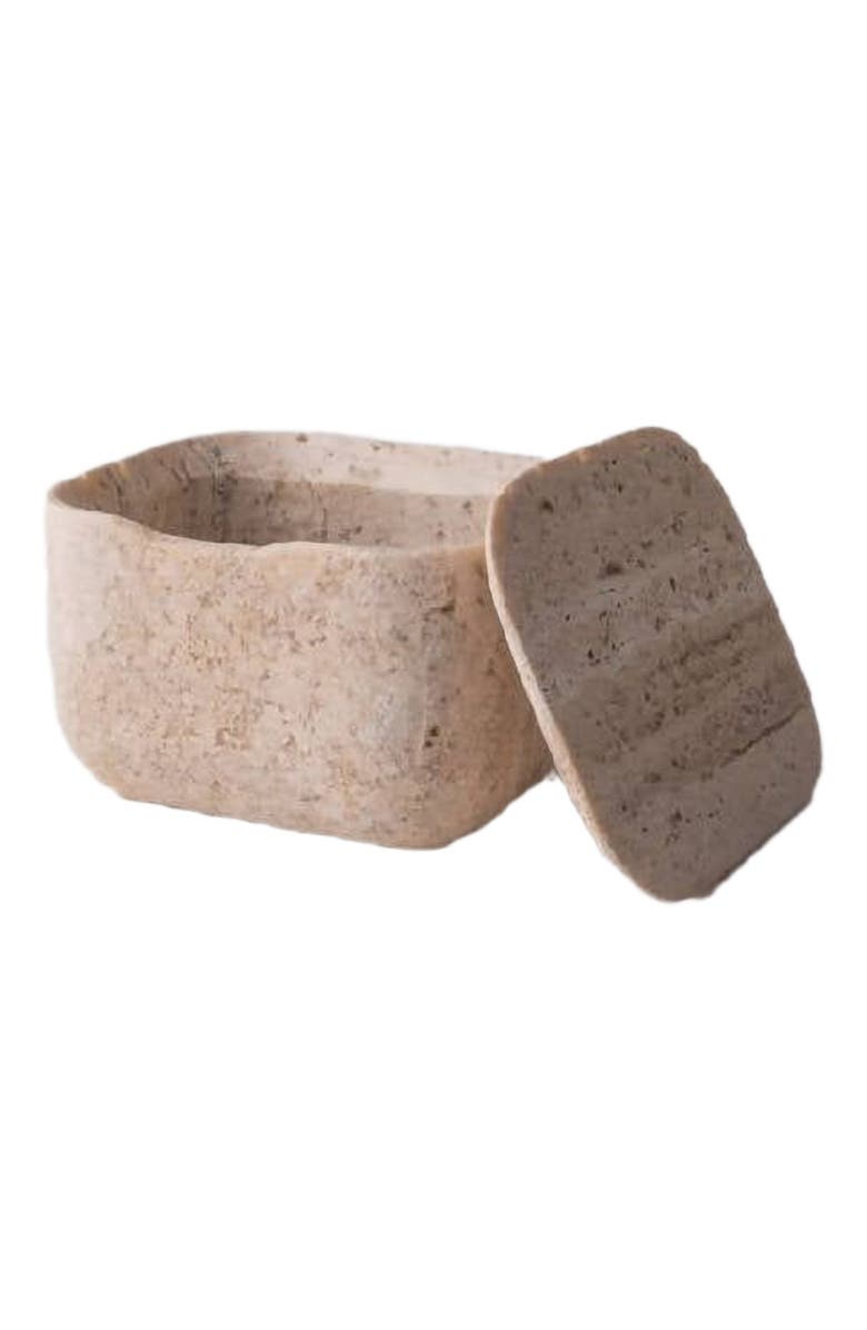 AndJacob Decor Less Is More Square Container, Alternate, color, Travertine Marble