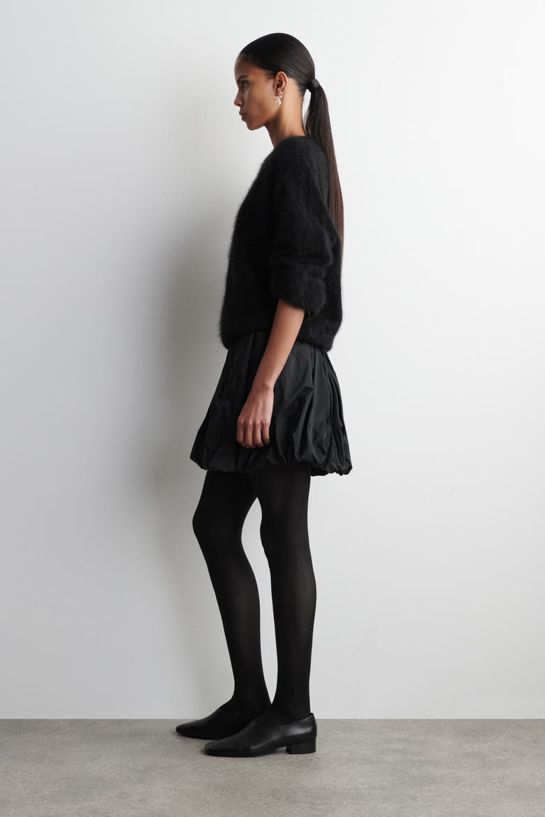 Bubble-Hem Mini Skirt, Alternate, color, BLACK