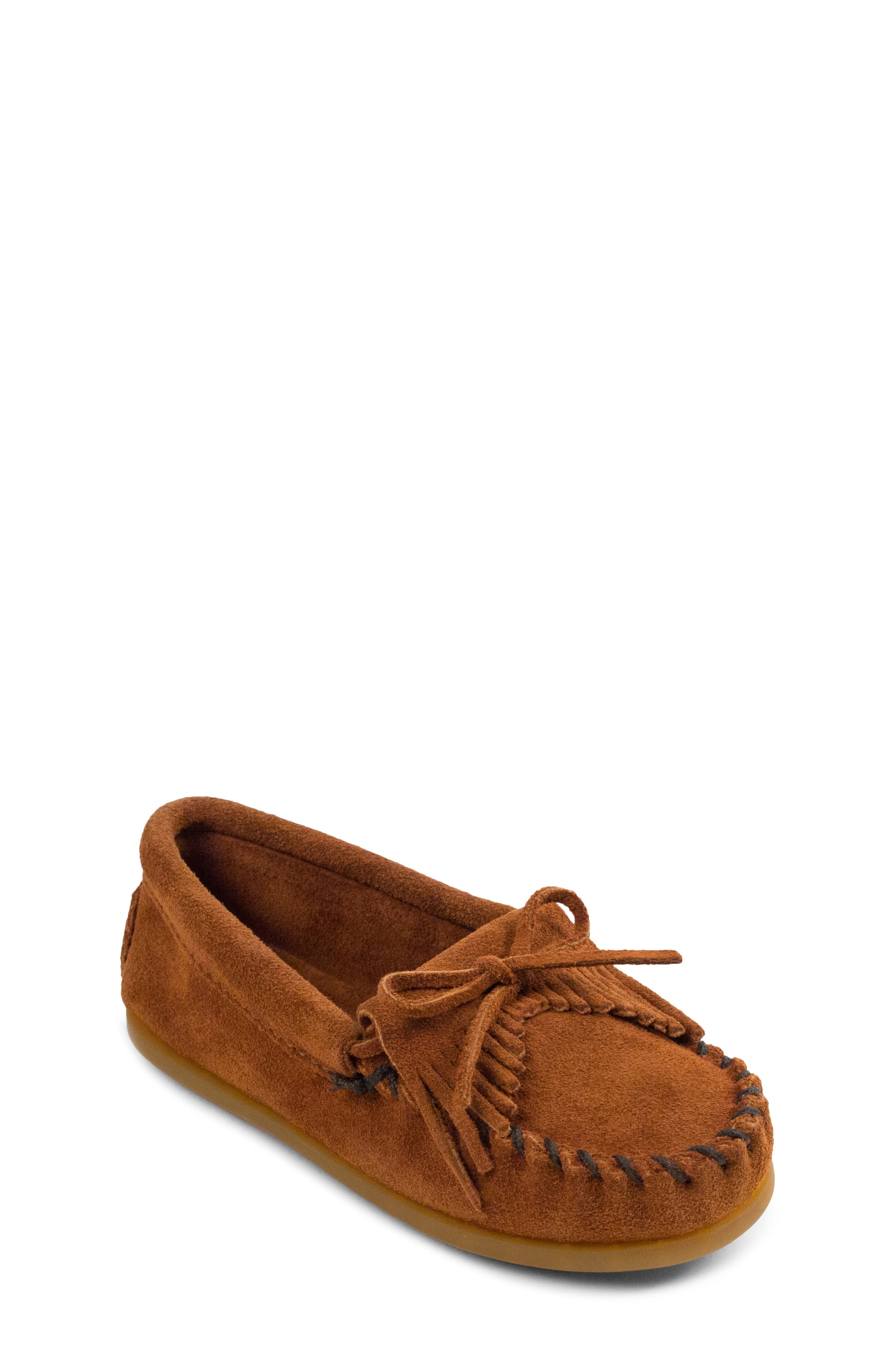 Minnetonka Kilty Driving Shoe, Main, color, Brown