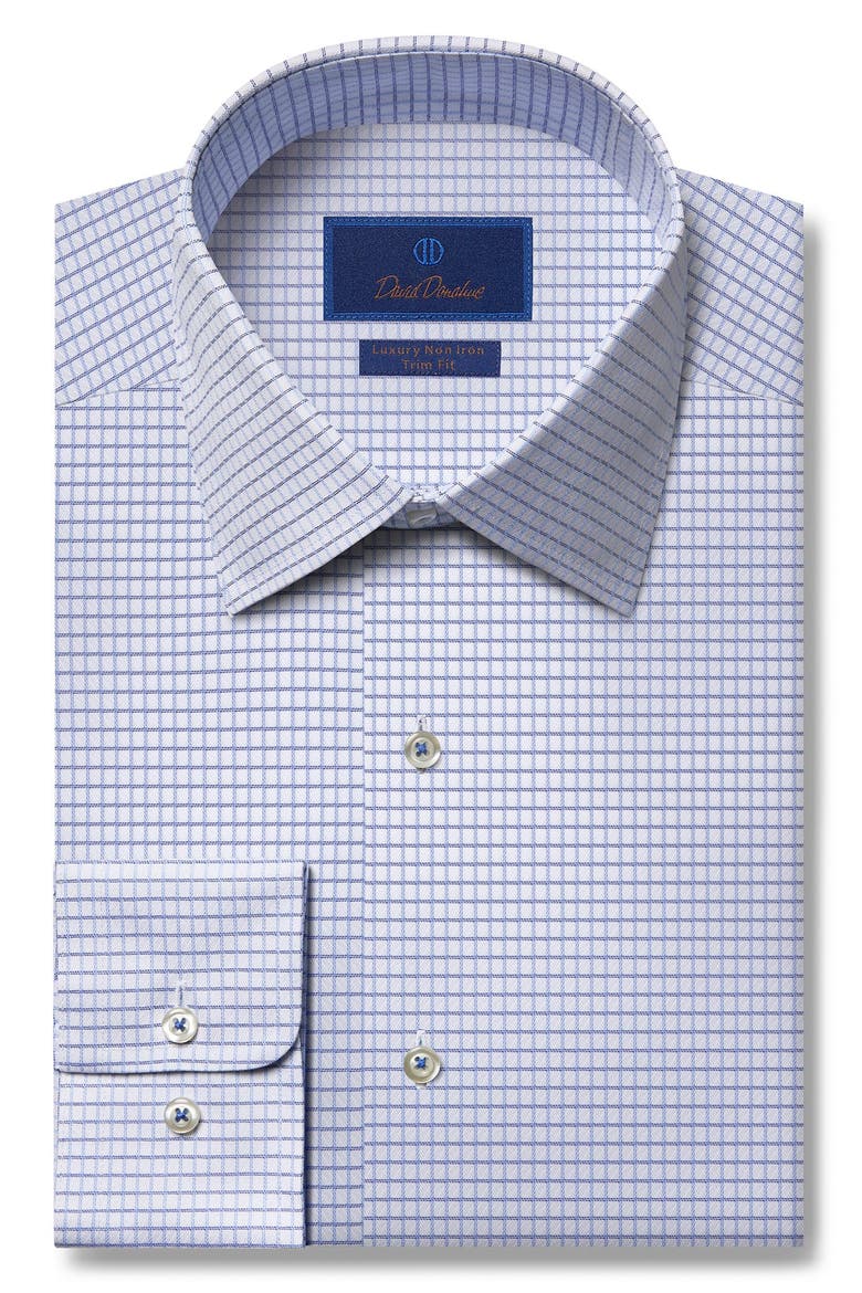 Trim Fit Non-Iron Dress Shirt, Main, color, WHITE/ BLUE