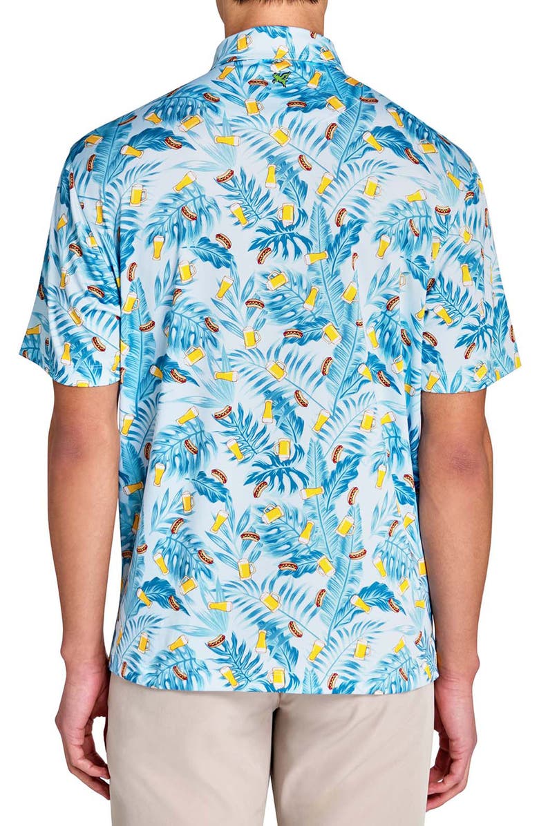 CONSTRUCT Regular Fit Beer & Hot Dogs Recycled Performance Golf Polo, Alternate, color, Baby Blue