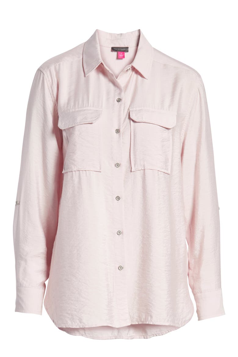 Hammered Satin Utility Shirt, Alternate, color, HUSH PINK