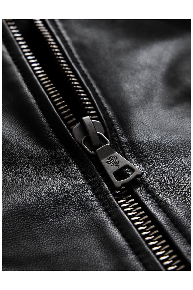 Niko Leather Hoodie, Alternate, color, BLACK