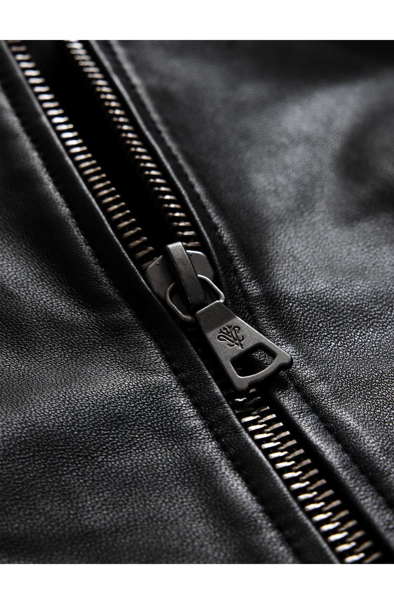 John Varvatos Niko Leather Hoodie, Alternate, color, Black