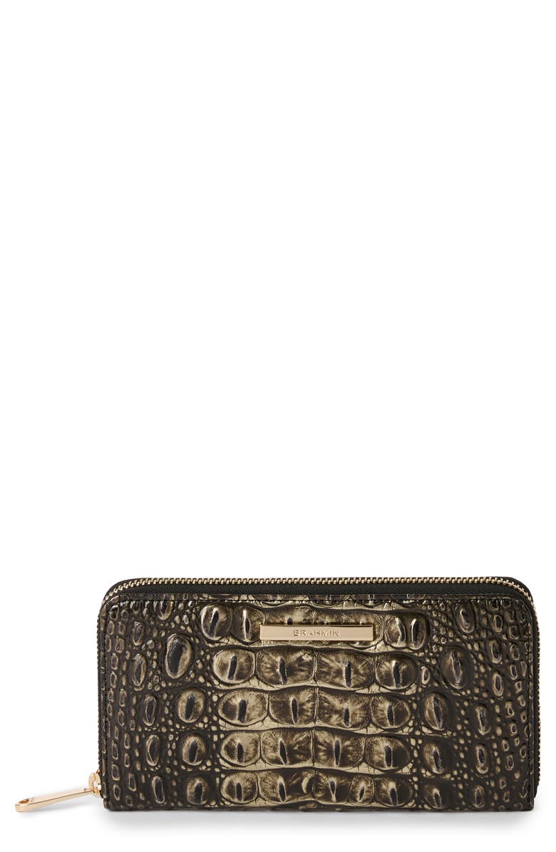 Brahmin Suri Croc Embossed Leather Zip Wallet, Main, color, 