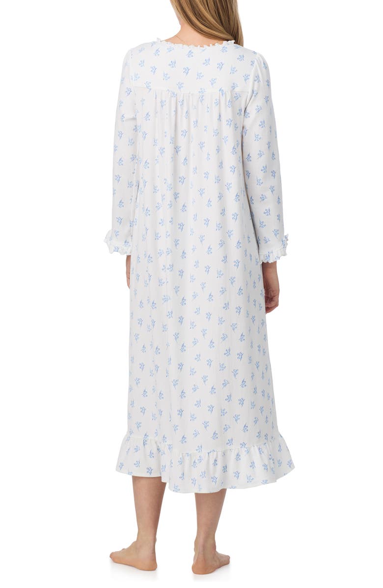 Eileen West Long Sleeve Stretch Cotton Pointelle Ballet Nightgown, Alternate, color, White/ Ditsy Floral