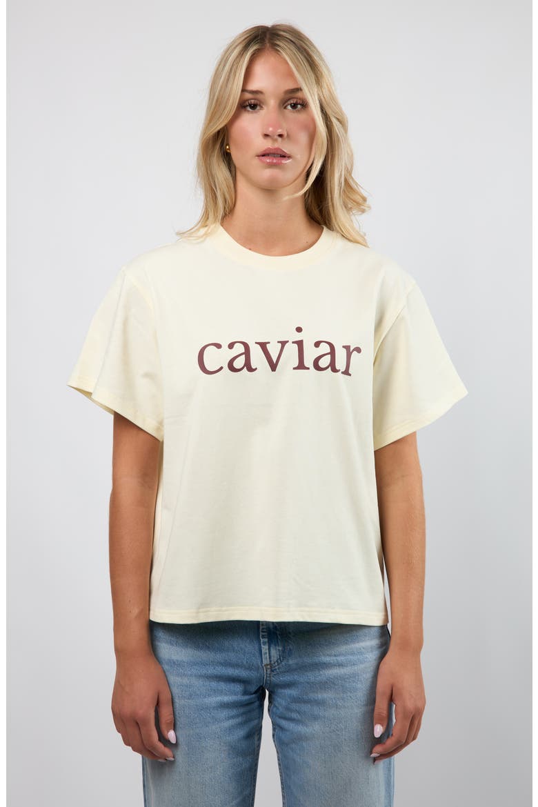 Caviar Boxy Cotton Graphic T-Shirt, Alternate, color, CREAM