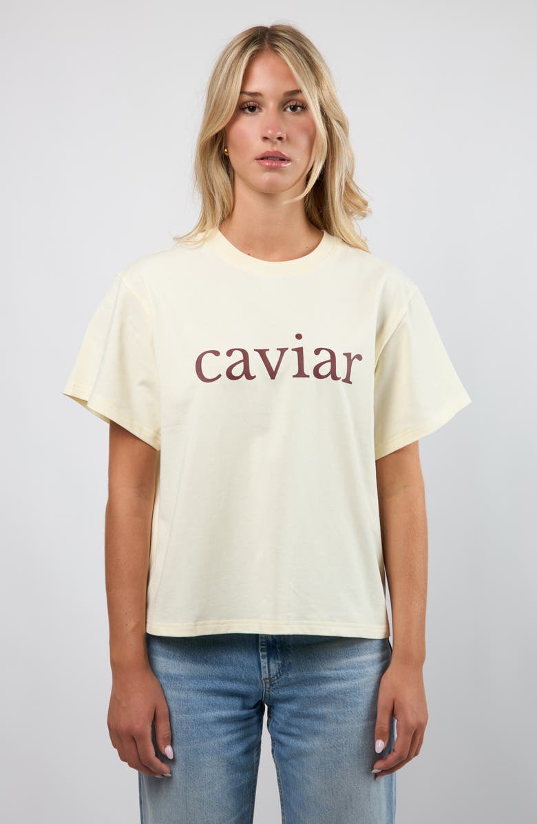 Viens Avec Moi Caviar Boxy Cotton Graphic T-Shirt, Alternate, color, Cream