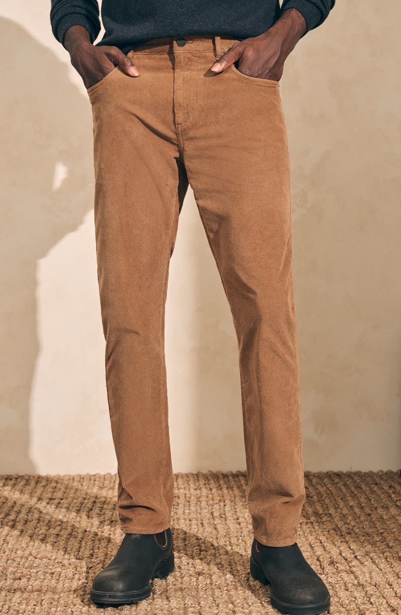 Faherty Straight Leg Stretch Corduroy Pants, Alternate, color, Raw Umber