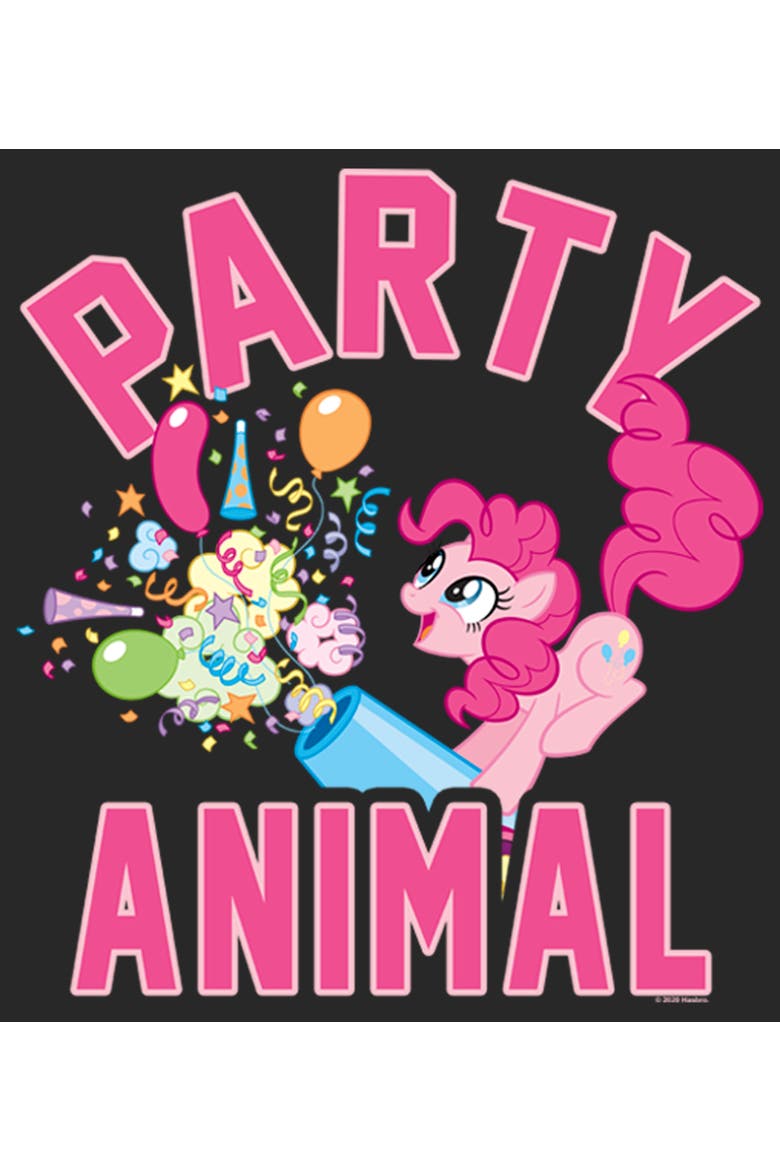 Women's My Little Pony Friendship is Magic Pinkie Pie Party Animal  Graphic T-Shirt, Alternate, color, Black