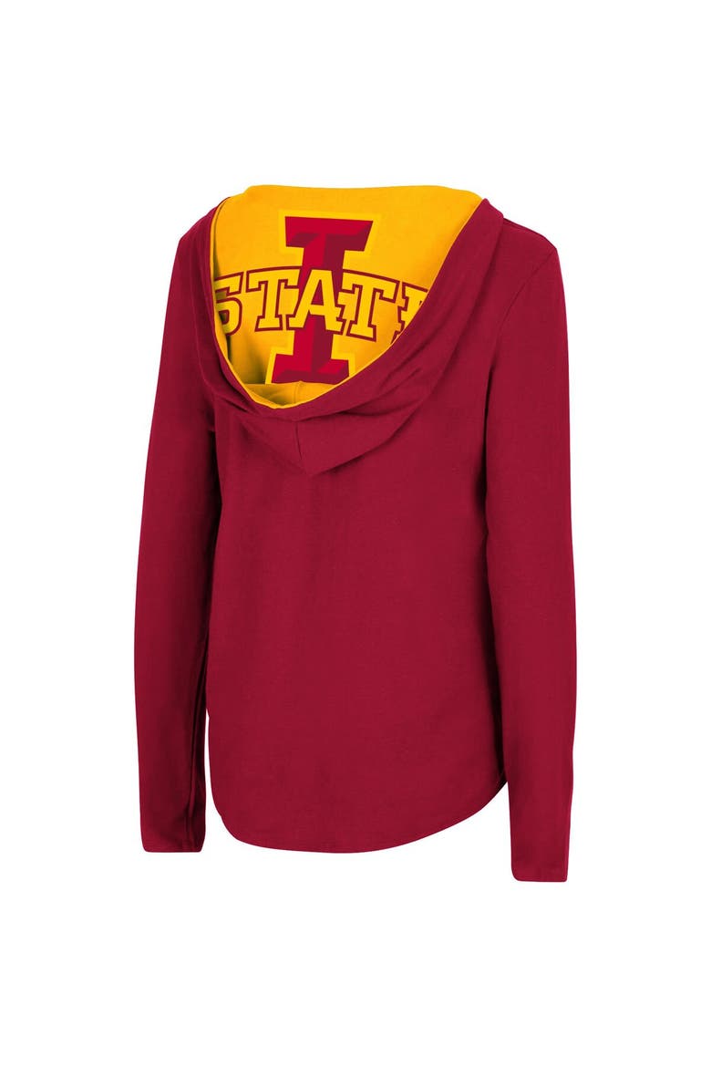 Women's Colosseum Cardinal Iowa State Cyclones Catalina Hoodie Long Sleeve T-Shirt, Alternate, color, Cardinal
