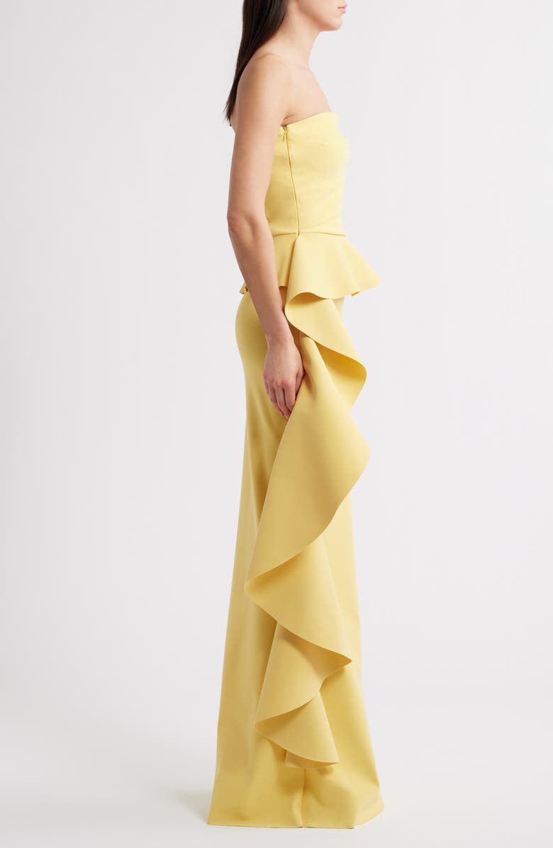 Chiara Boni La Petite Robe Eliska Ruffle Strapless Gown, Alternate, color, Soleil