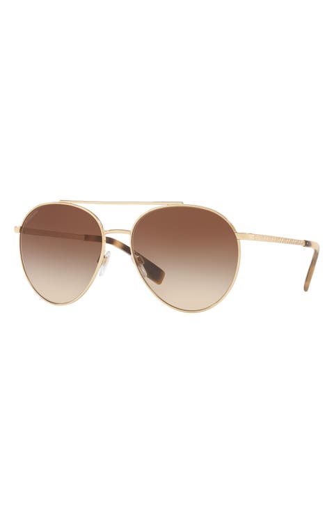 59mm Check Temple Pilot Aviator Sunglasses