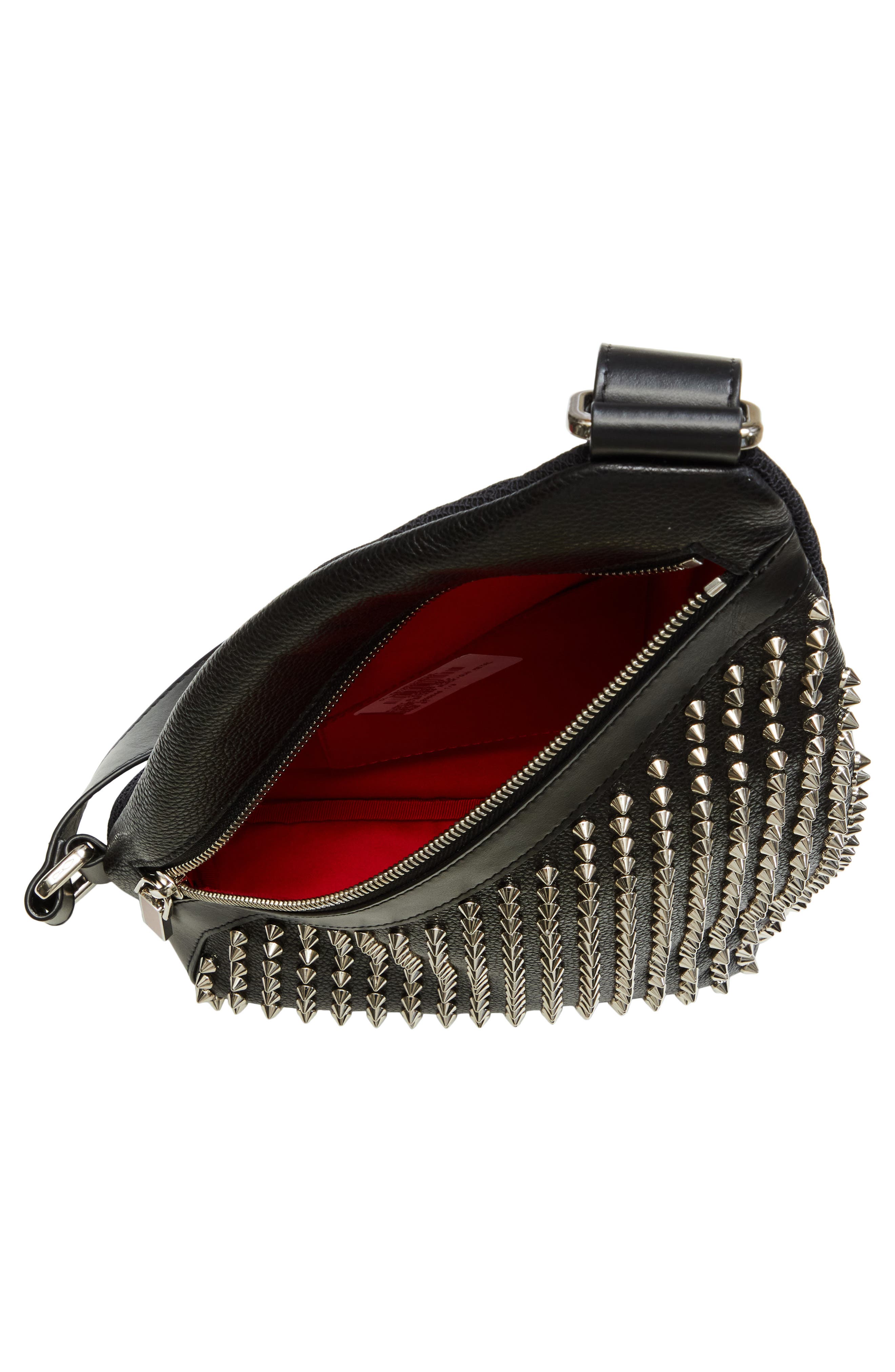 Christian Louboutin Funky Empire Spike Sling Bag, Alternate, color, Black/ Gun Metal