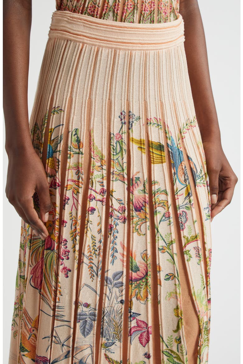 Pleated Floral Midi Sweater Skirt, Alternate, color, PINK