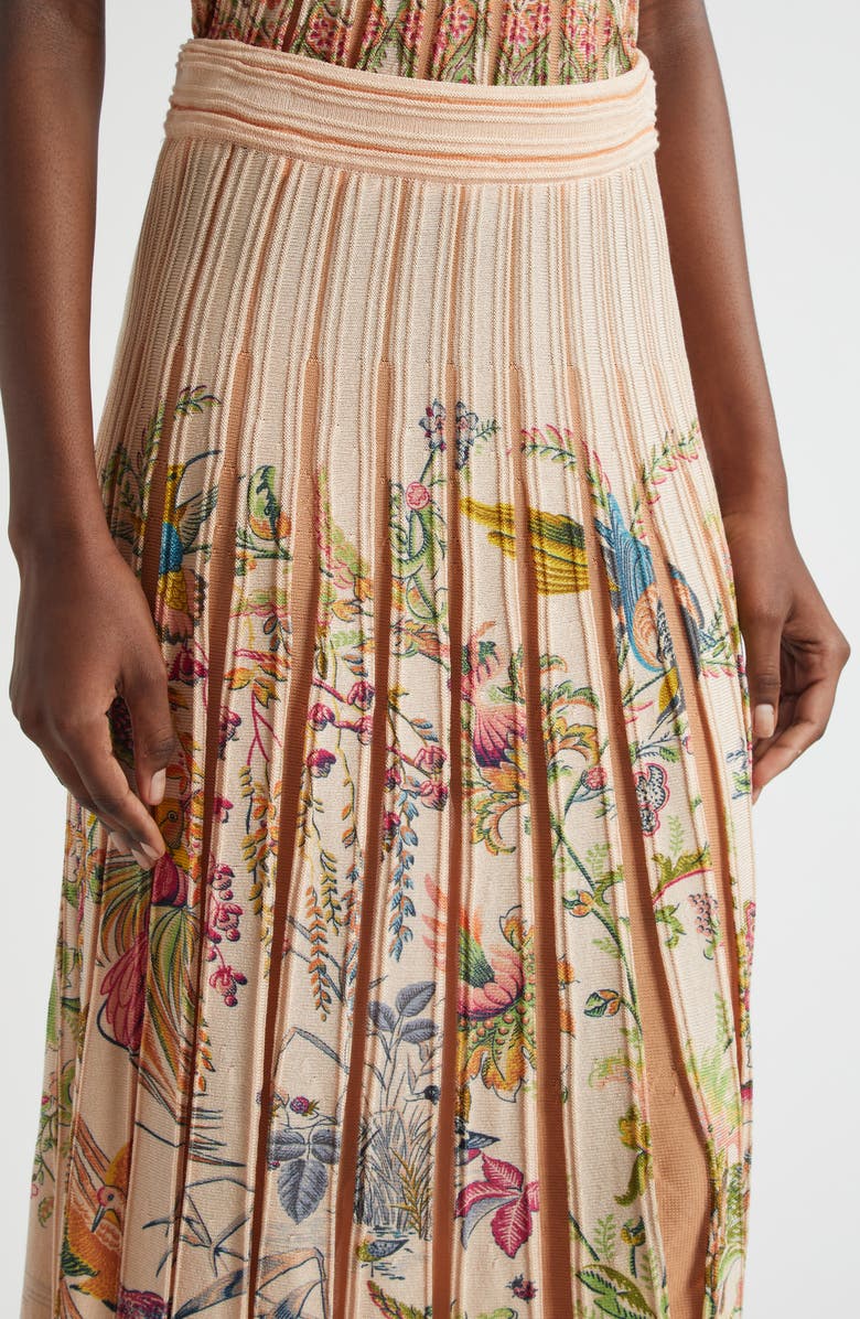 Etro Pleated Floral Midi Sweater Skirt, Alternate, color, Pink
