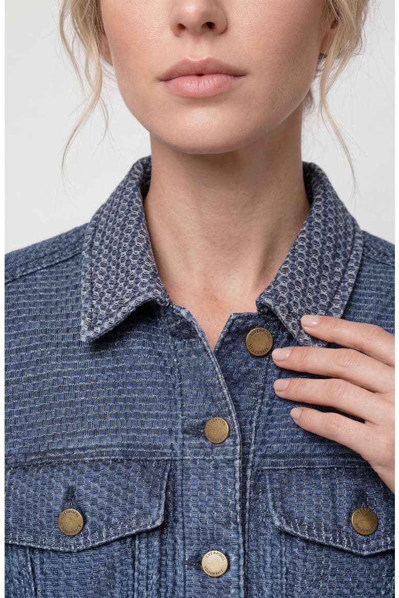 Fit & Flare Denim Trucker Jacket, Alternate, color, BLUE DORIS