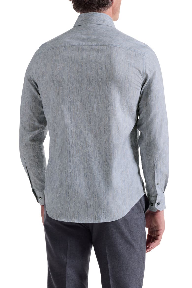 Alvin Trim Fit Shadow Paisley Cotton Button-Up Shirt, Alternate, color, STEEL