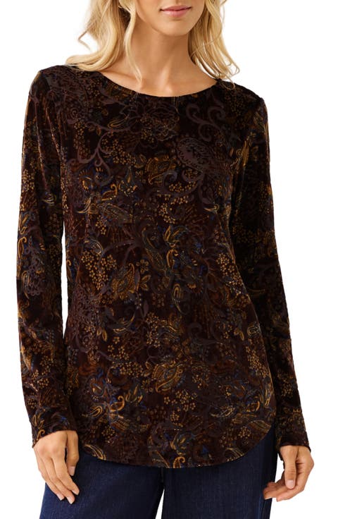 Velvet Burnout Shirttail Top