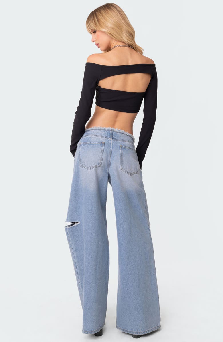 EDIKTED Reign Two-Piece Crop Rib Shrug & Bandeau Top, Alternate, color, 