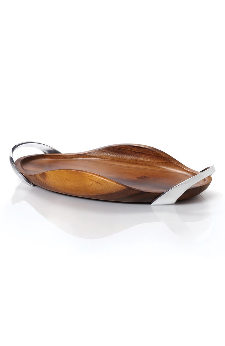 Nambé Bella Wood Tray, Main, color, Silver
