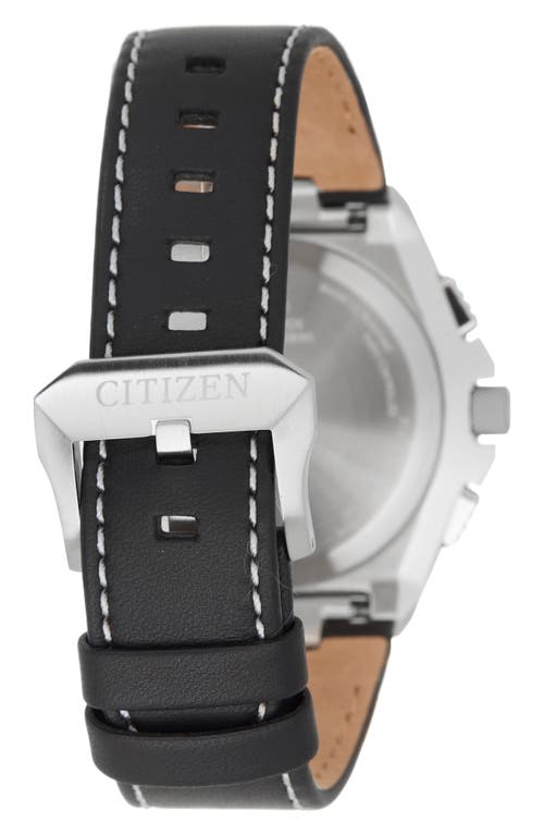 Citizen Promaster Air Skyhawk A-t Chronograph Leather Strap Watch, 46mm In Black