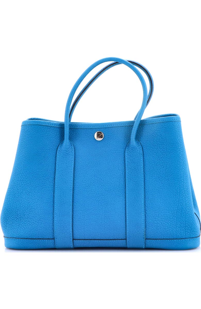 Pre-Owned Hermes Garden Party Tote Leather 30, Alternate, color, Bleu Zanzibar