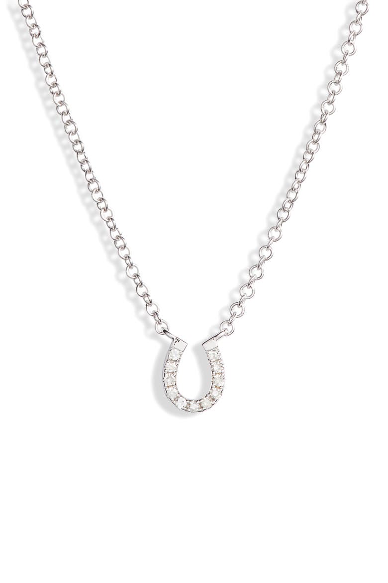 Diamond Mini Horseshoe Choker Necklace, Main, color, WHITE GOLD/ DIAMOND