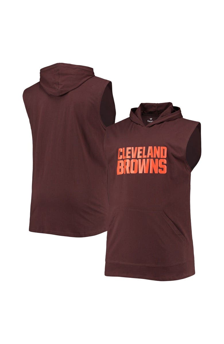 PROFILE Men's Brown Cleveland Browns Big & Tall Muscle Sleeveless Pullover Hoodie, Alternate, color, 