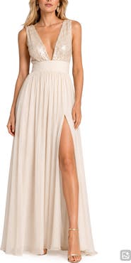 BY DESIGN Daphne Sequin Top V-Plunge Maxi Dress