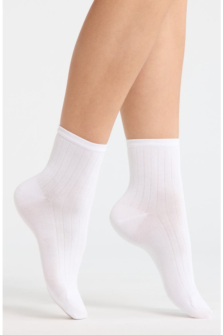 Wide Rib Ankle Socks, Main, color, WHITE