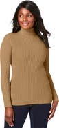 Jessica London Ribbed Cotton Turtleneck Sweater