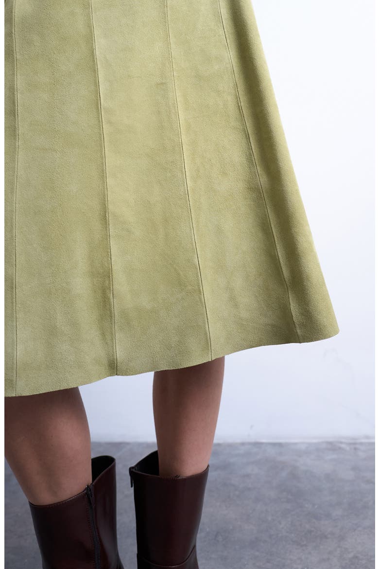 Paneled Suede Skirt, Alternate, color, MEDIUM GREEN