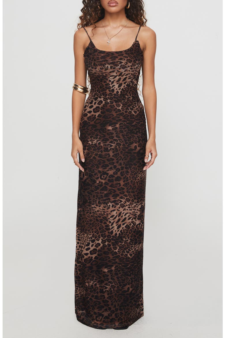 Knox Leopard Maxi Cocktail Slipdress, Main, color, LEOPARD