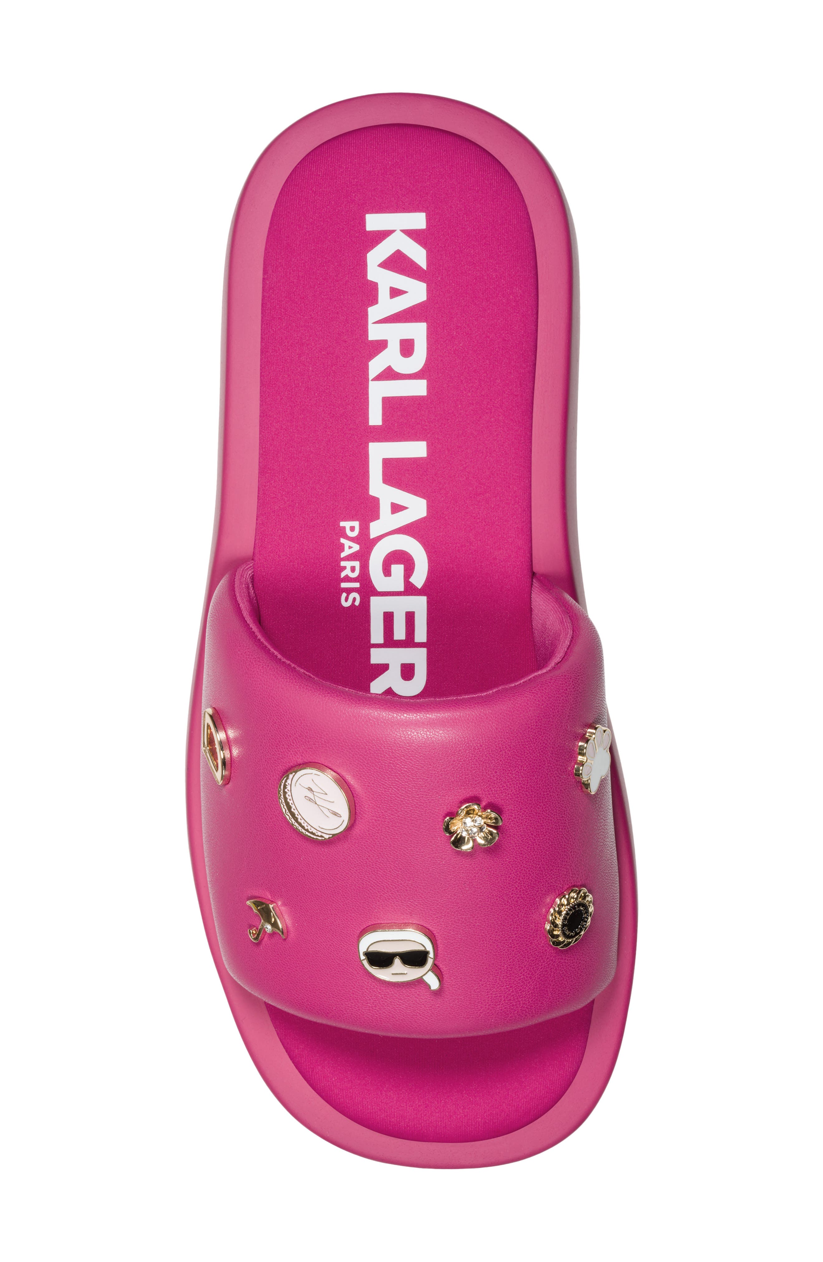 KARL LAGERFELD PARIS Opal Macaron Platform Wedge Slide Sandal, Alternate, color, Hot Pink