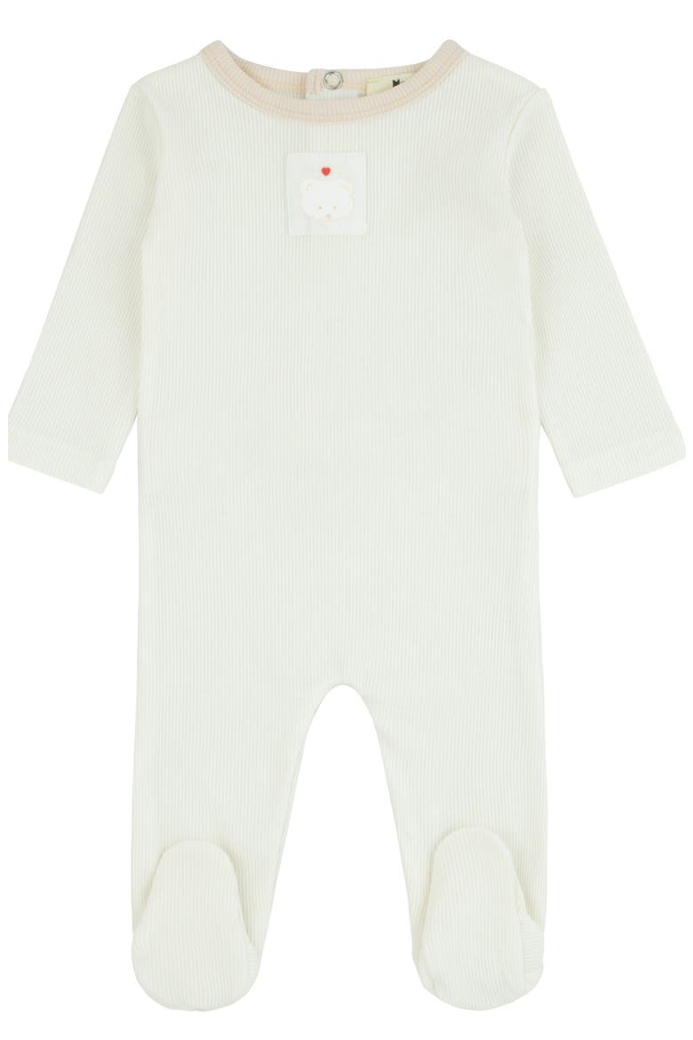Teddy Patch Footie, Main, color, Tan Print