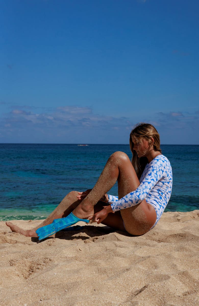 Feather 4 Arrow Kids' Wave Chaser Long Sleeve UPF 50+ One-Piece Rashguard Swimsuit, Alternate, color, Marina Blue