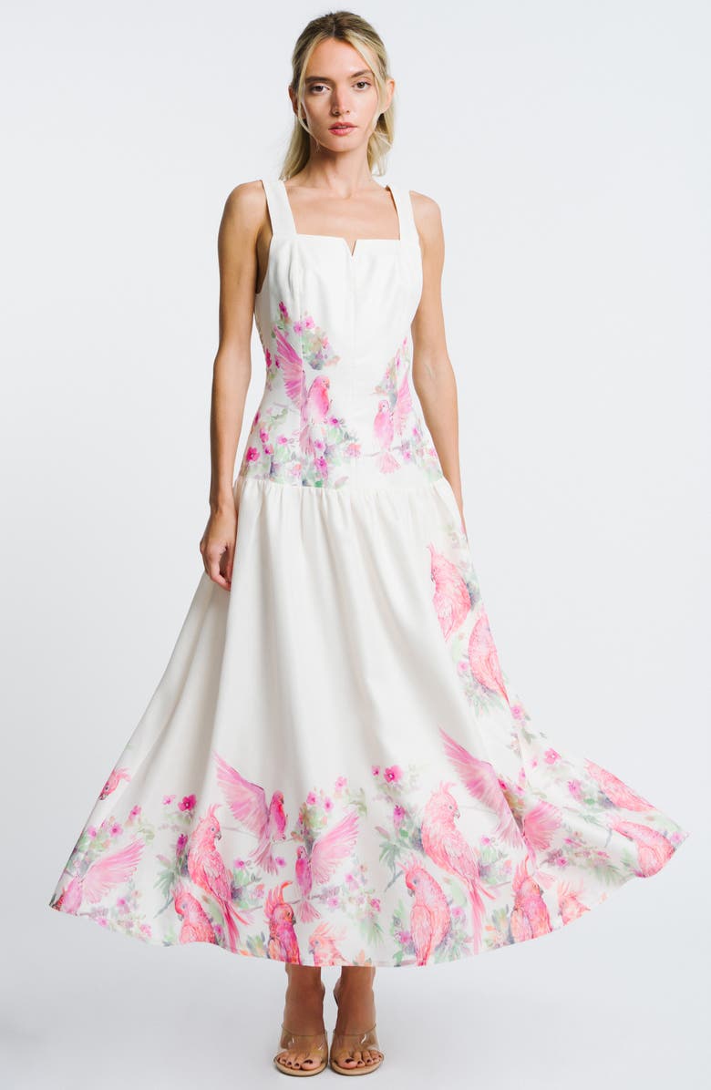 CIEBON Marsella Print Square Neck Maxi Sundress, Alternate, color, Cream Multi