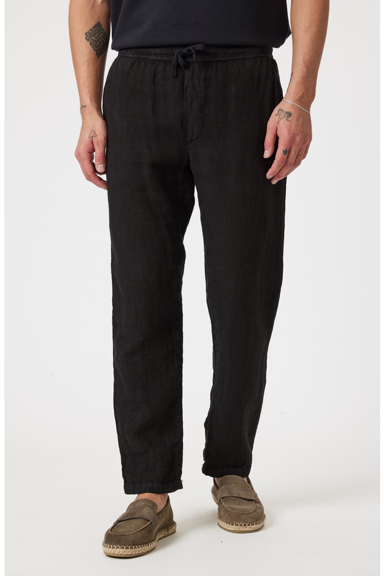 Tie Waist Linen Pants, Main, color, BLACK