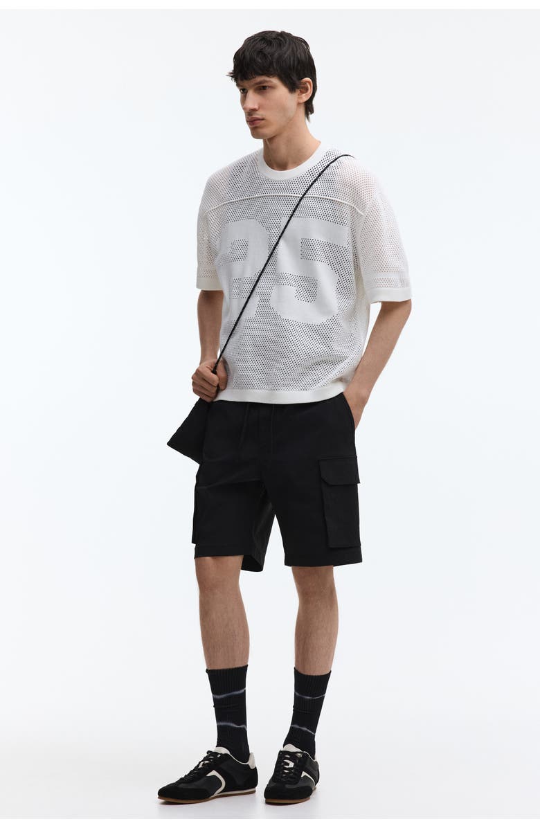 H&M Regular Fit Cargo Shorts, Alternate, color, Black