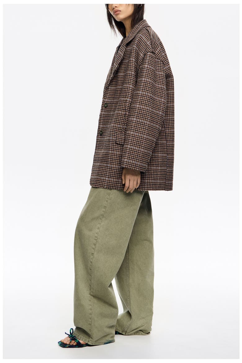 Checked Double-Face Raw Finish Coat, Alternate, color, BROWN