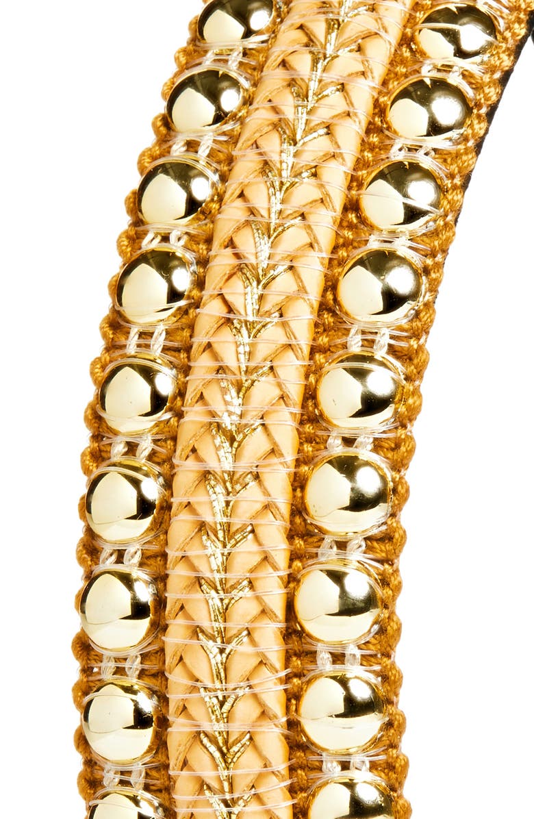 Tasha Studded Woven Headband, Alternate, color, Gold