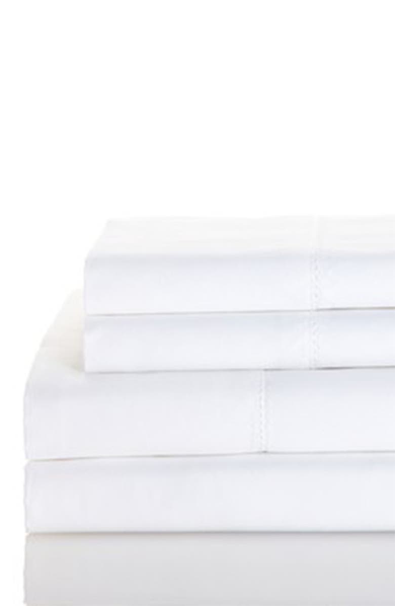 MELANGE HOME Hemstitch 600 Thread Count Cotton Sheet Set, Main, color, White