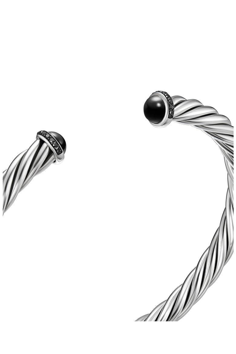 Men's Classic Cable Bracelet in Sterling Silver with Black Onyx & Black Diamonds, 6mm, Alternate, color, SILVER PAVE